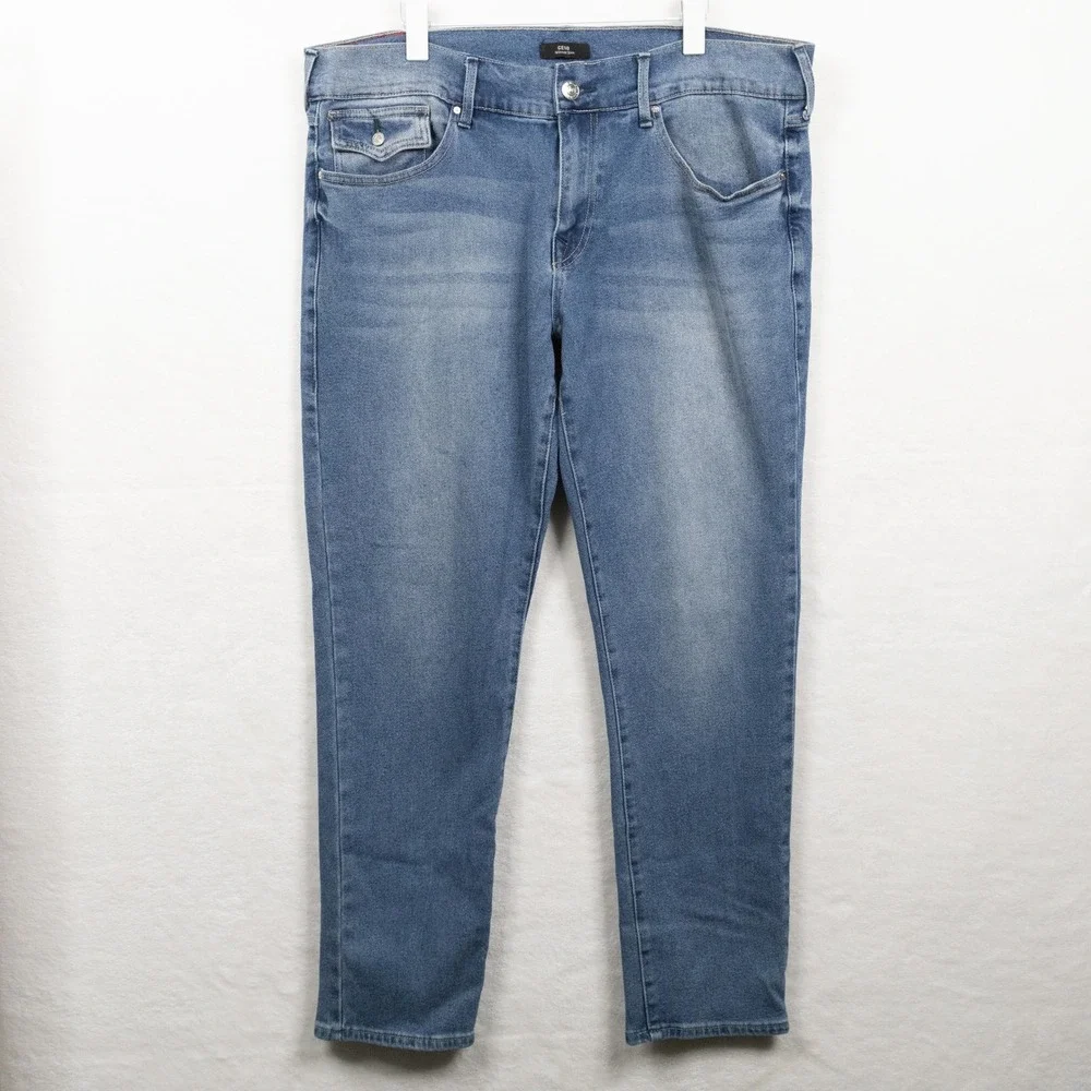 TRUE RELIGION Geno Relaxed Slim Horseshoe Flap Pocket Blue Jeans Sz 38